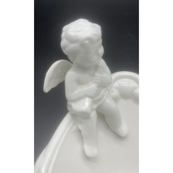 VTG Omnibus Fitz & Floyd Cherub White Angel Oval Candy Trinket Dish 8.5” - Picture 6 of 7